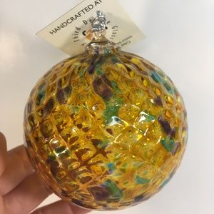 NEW Hand Blown Art Glass Ball Ornament Textured SARGASSO SEA 3.75”